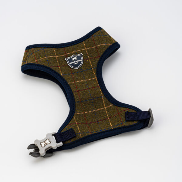 Hugo & Hudson Dark Green Checked Tweed Harness from Catdog Store