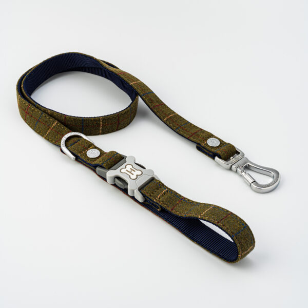 Hugo and Hudson Dark Green Checked Dog Lead from Catdog Store