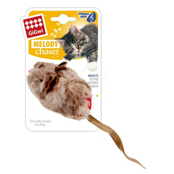 GiGwi Mouse Motion Activated Mouse Sound Cat Toy Brown from Catdog Store