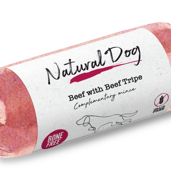 Natural Dog Beef with Beef Tripe BONE FREE | 500g Chub from Catdog Store