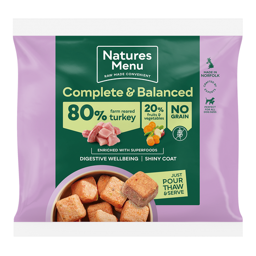Natures Menu Frozen Farm Reared Turkey Dog Nuggets Grain Free 1kg from Catdog Store