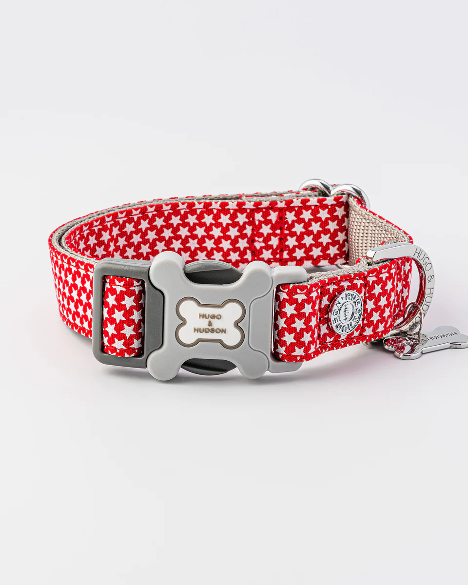 Hugo & Hudson Fabric Dog Collar - Red Star from Catdog Store
