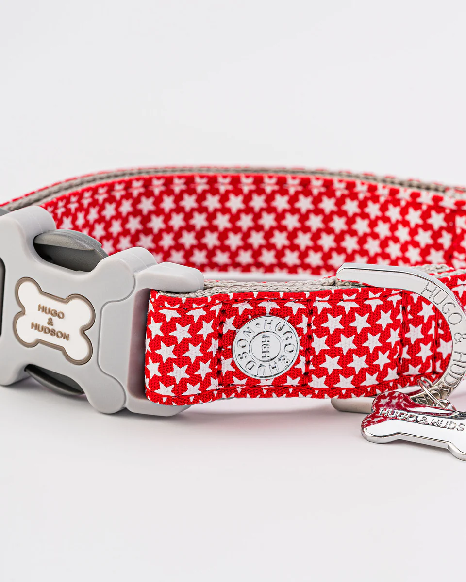 Hugo & Hudson Red Star Fabric Dog Collar - Image 4